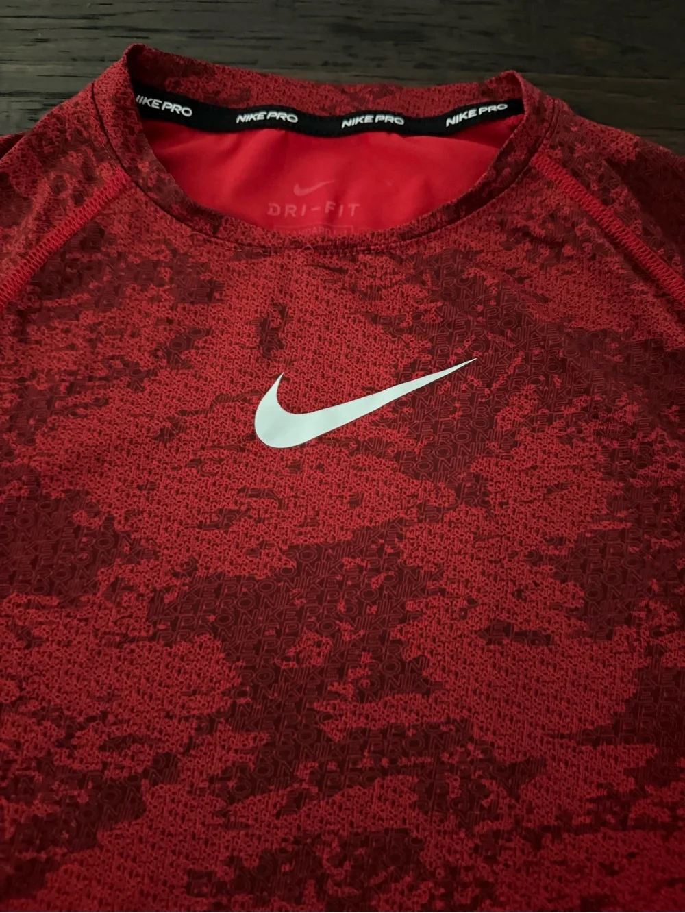 Nike Red Short-Sleeve Performance Tee with White Swoosh
